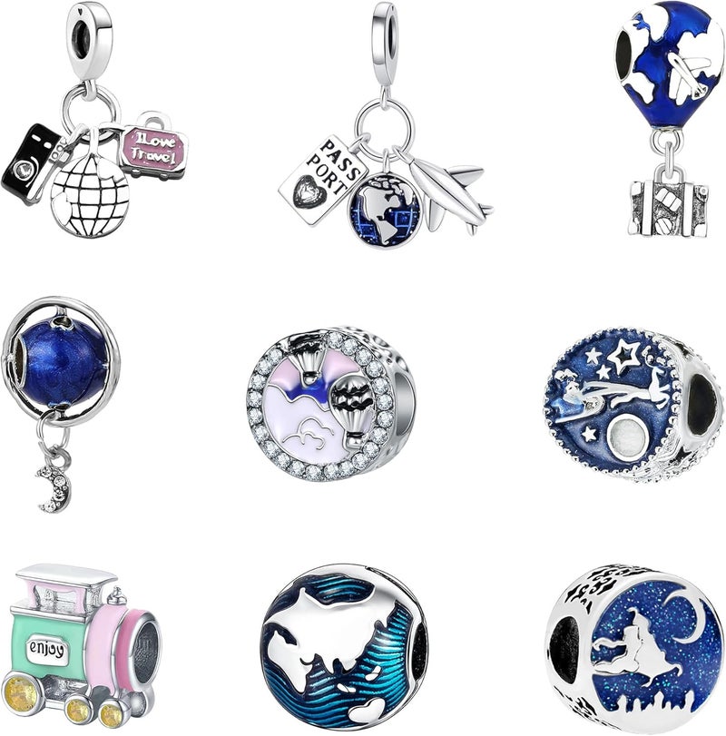 Acrobious 9PCS European Charms Beads Pendant For Bracelet, Charms DIY Bracelets Necklace Jewellery Gift - Image 1